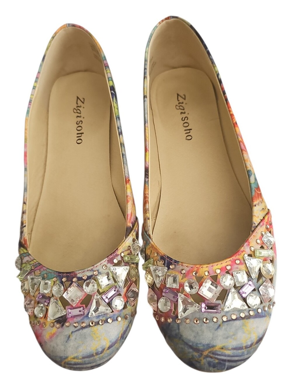 Zigi Soho Multicolor Jeweled Floral Ballet Flats
